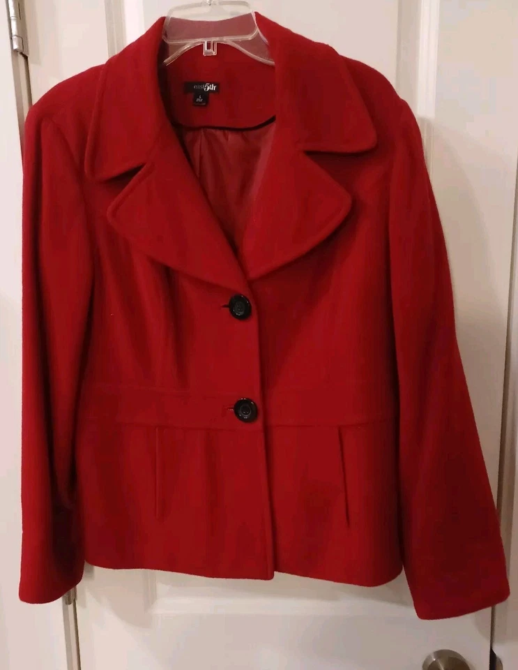 Blazer rojo vintage East 5th para mujer talla L forrado hombreras 2 bolsillos laterales Foto 1 de 4