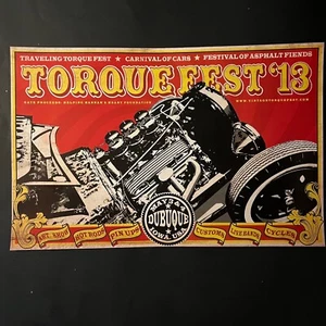 2013 promo TORQUEFEST poster-DUBUQUE IOWA-kustom HOT RODS cycles DRAG RACE-17x11 - Picture 1 of 2