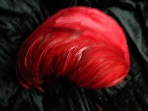 Vintage Women's Hat Red Feather Covered Ladies Skull Cap, Unique Gorgeous Cute - Picture 1 of 6