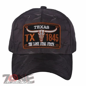 TEXAS TX THE LONE STAR STATE 1845 BASEBALL CAP HAT CAMOUFLAGE GRAY - Picture 1 of 4