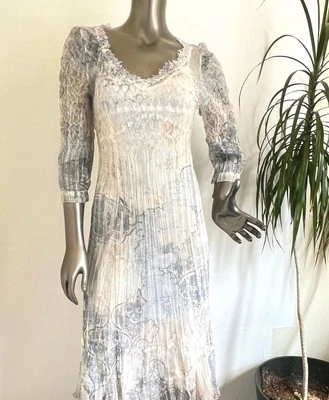 Komarov Dress 2-Piece Set Watercolor Floral Art to Wear Sheer Lace Size M, 450$ - Image 1 of 4
