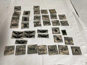 US Army Military Uniform Patch Lot x37 Hook Backs Rank Squares ACU CAMO - Picture 1 of 13