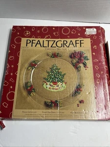 Bandeja para servir de vidrio de 13 pulgadas Pfaltzgraff "Christmas Heritage" - Como nueva hecha en Francia - Imagen 1 de 10