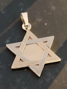 NACHLASS MASSIV 14K GELBGOLD DAVIDSTERN GELBGOLD ANHÄNGER #7977 - Bild 1 von 4