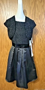 S.L. Abito giacca bolero gonna raso nero 2 pezzi moda taglia 10 media 145€ - Foto 1 di 23