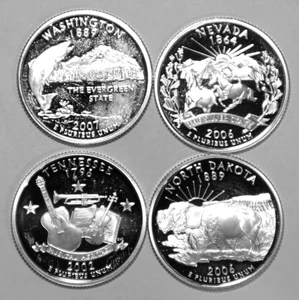 (4) Statehood Silver Cameo Proof Quarters - 2002S 2006S 20006S 2008S - #6663Q - Picture 1 of 3