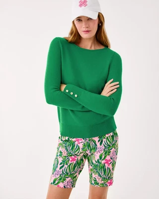 NWT Lilly Pulitzer 9" Natia Knit Short Color: Conch Shell Pink Roaring With Joy - Image 1 of 4