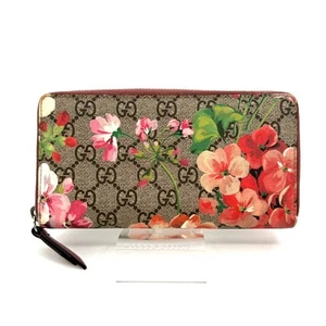 GUCCI Brown GG PVC Blooms Floral Printed Long Wallet Coin Purse Authentic - Picture 1 of 14