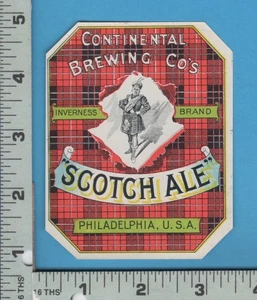 E715 Continental Brewing Co Scotch Ale Bierflasche Etikett Marke Inverness Philade - Bild 1 von 2