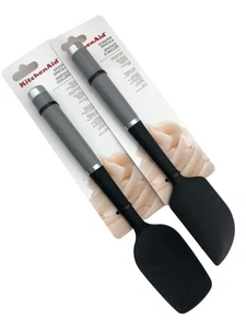 New KitchenAid Heavy 2 Scraper Spatula & Spoon Spatula Gray Silver HGSA - Picture 1 of 1