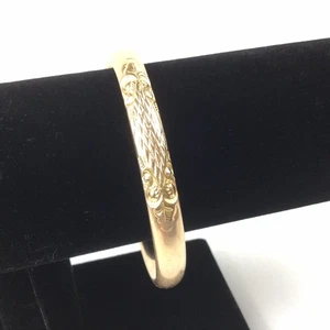 Bracciale JFSS antico tono oro inciso cerniera Pat 28 febbraio 4 luglio 1905 - Foto 1 di 8