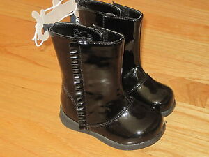 Toddler girl Shiny Black Patent FASHION Boots NWT 5  or 6