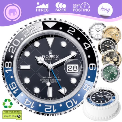 SWEETJUMBO Luxury Watch Cake Topper Face Decoration Round Circle Edible Icing Print