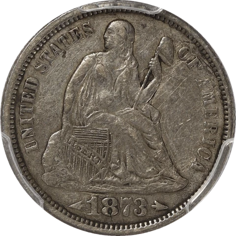 1873 Arrows Seated Liberty Dime, PCGS XF Details - DDO FS-101, F-103 Cover