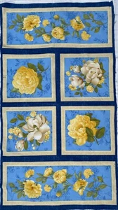 Sunshine Bouquet Danhui Nai Fabric Panel Yellow Flowers Cotton 42” L x 23” W - Picture 1 of 5