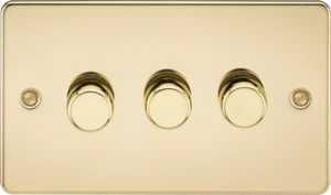 Knightsbridge FP2163PB Flat Plate 3G 2 Way 40-400W Dimmer Polished Brass - Picture 1 of 1