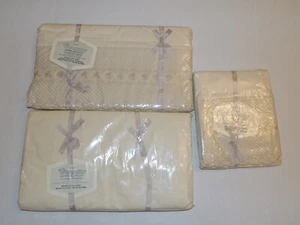 Juego de 4 sábanas dobles bordadas blanco roto Wamsutta Supercale Plus vintage - Imagen 1 de 4