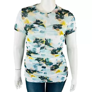 New Torrid Womans 4 4X Plus Stretch Mesh Blouse Ruched Top Floral NWT - Picture 1 of 9