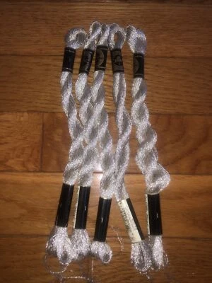 DMC  5283 Silver Metallic Perle Floss  Skein Size 5 27.3 yd Silver Lot Of 5 - Image 1 of 3