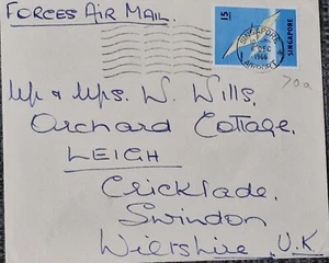 Forces Airmail Envelope, Postmark Singapore Airport 6 December 1966 - Picture 1 of 3