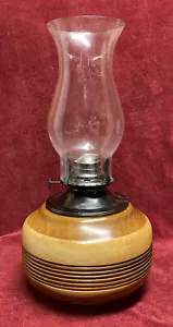 Vintage Lamplight Farms Metal Font Oil Lamp With Beautiful Made Carved Wood Base - Picture 1 of 12