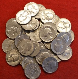1966-P Washington Quarters 40 rollo de monedas circulado - Imagen 1 de 5