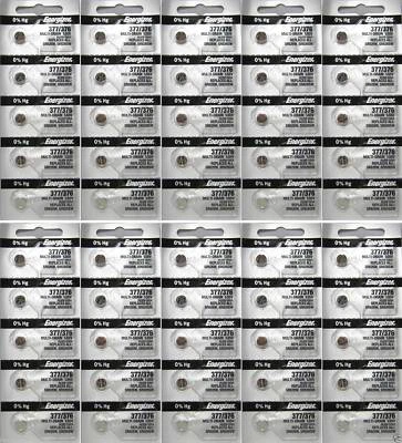 Energizer 377 376 WATCH BATTERY SR626SW SR626W Silver Oxide Battery 50 Batteries - Image 1 of 2