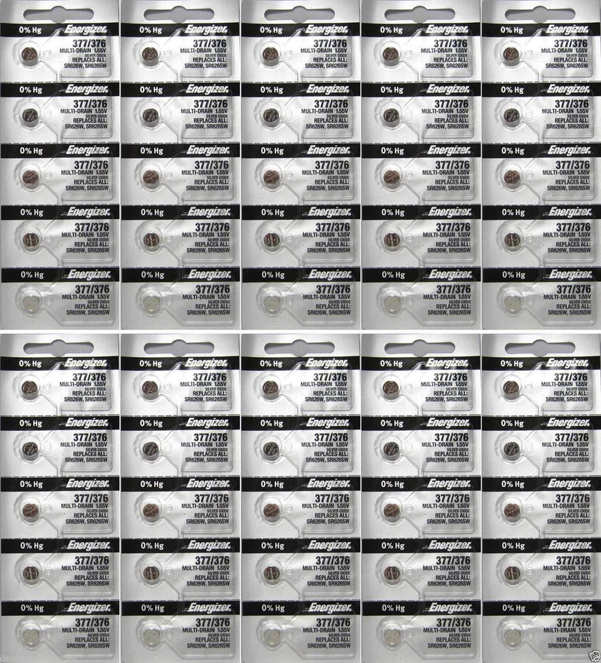 Energizer 377 376 WATCH BATTERY SR626SW SR626W Silver Oxide Battery 50 Batteries - Image 1 of 2