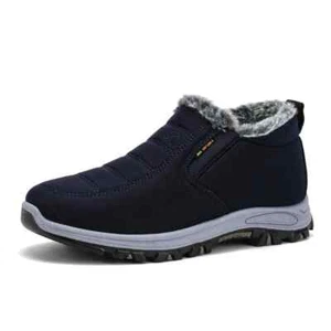 Winter Snow Boots Men Warm Fur Slip on Ankle Boots Comfortable Non-slip Sneakers - Picture 1 of 24