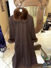 J. Percy Marvin Richards Women Brown Winter Collar Fox Fur Wool Long Coat Sz 6