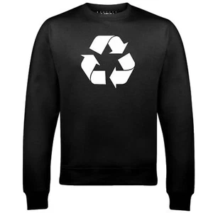 Mens Recycling Symbol Sweatshirt Global Warming Recycling Save Planet Oceans - Picture 1 of 6