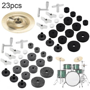 23 Stück Beckenständer Hüllen und Filz Flügelmuttern Beckenscheibe und Drum Schlüssel Set - Bild 1 von 12