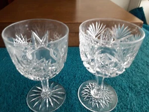 Antikes amerikanisches Brillantschliff Glas 2 Wein Kordeln Reißverschluss geschliffene Stiele 4" 1/2 - Bild 1 von 10