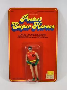 FIGURA DE ACCIÓN ROBIN MOC 1979 MEGO POCKET SUPER HEROES WGSH TARJETA ROJA RARA BONITA - Imagen 1 de 7