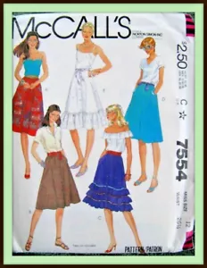 FALDAS acampanadas VOLANTES Adolescentes/Misses 7554 Vintage Años 80 Patrón de Costura - Imagen 1 de 6