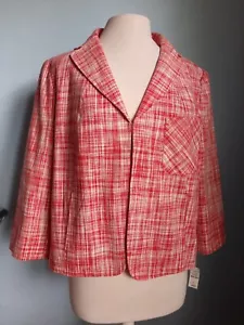 Talbots Leinen/Baumwolle Capri 2-teilig Hose Anzug - rot & weiß - Größe 16 - neu mit Etikett $ 173 - Bild 1 von 12