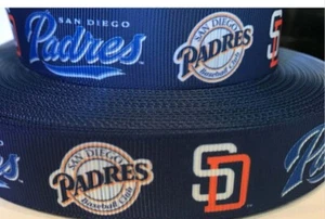 Padres Ribbon - 7/8" Grosgrain Ribbon - Baseball Ribbon - San Diego Padres - Picture 1 of 1