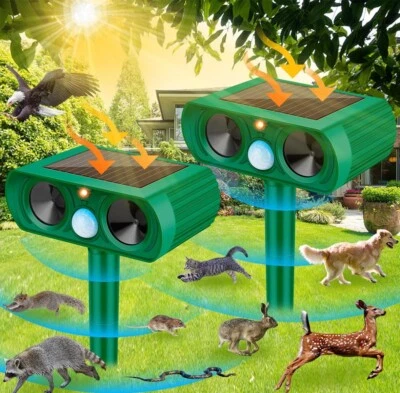 Solar Powered Ultrasonic Animal Repellent 110° Squirrel Repeller Outdoors Repell - Image 1 of 4
