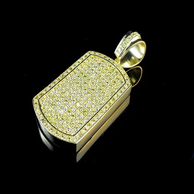 REACONDICIONADO PERSONALIZADO AMARILLO G/P BLANCO LABORATORIO SIMULAR DIAMANTE ETIQUETA DE PERRO PARA HOMBRES Y MUJERES Foto 1 de 4