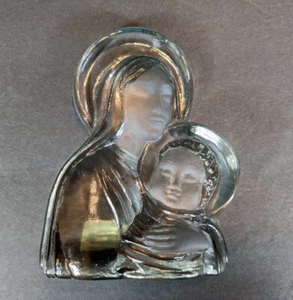 Viking Glass Madonna and Child Jesus Christ & Virgin Mary Clear Satin Motherhood - Picture 1 of 12