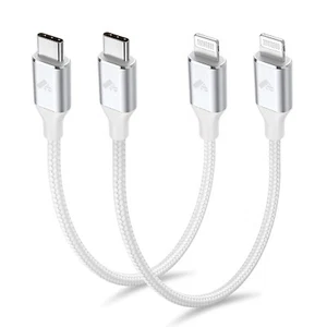 Lightning Cable 0.3M 2Pack Short Iphone Charger Cable Mfi Certified USB a to Li* - Picture 1 of 7