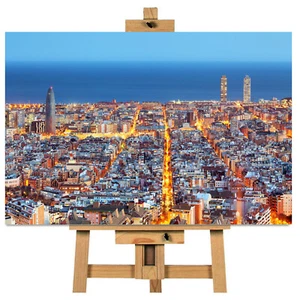 Impresión de cuadro de arte de pared Skyline de Barcelona España lista para colgar - Imagen 1 de 1