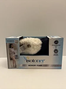 Women's NIB Isotoner Signature Blue Print Memory Foam Slip-On Slippers Size MD - Picture 1 of 2