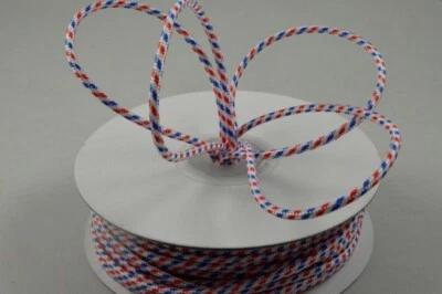 RP RIBBON Red/white/blue decorative cord 2mm x 1m cut from roll