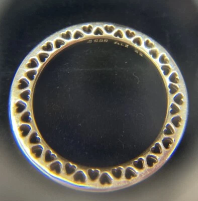 $350 PANDORA 14k Yellow Gold Eternity Heart Wedding Band Stack UK 48 Ring 4 1/2 - Image 1 of 4