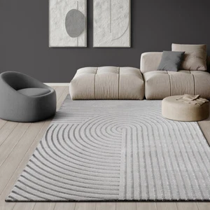 Teppich Wohnzimmer Modern Stil Glänzend Beige Grau - Bild 1 von 19