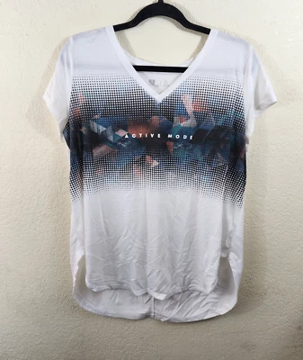 Camiseta Xersion Mujer XL Blanca Modo Activo Estampado Gráfico Manga Corta Cuello en V Foto 1 de 4