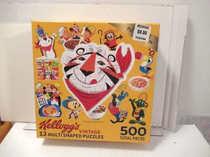 Kelloggs Vintage Getreidemarken 12 mehrförmige Puzzles 500 Stück insgesamt Neu im Karton - Bild 1 von 3