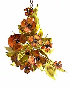 Kupfermessing MCM Original ""Stephen Vat"" Metall Blume Strauß Wandskulptur - Bild 1 von 8