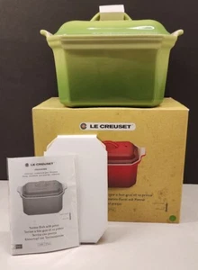LE CREUSET Heritage Pate Terrine w/ Press Palm Green 27oz Loaf Pan Stoneware NIB - Picture 1 of 12